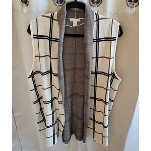 Cato Womens Cardigan Size 18 20W Plaid Long Line Academia Vest Retro Work 15521x